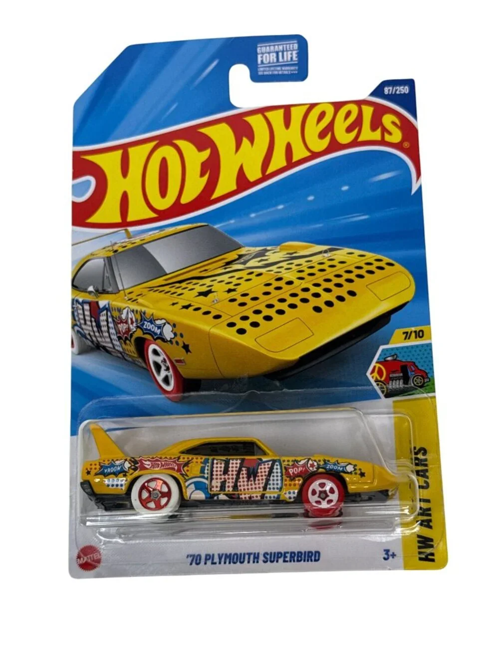 Hot Wheels '70 Plymouth Superbird Yellow Graffiti Art Cars 7/10